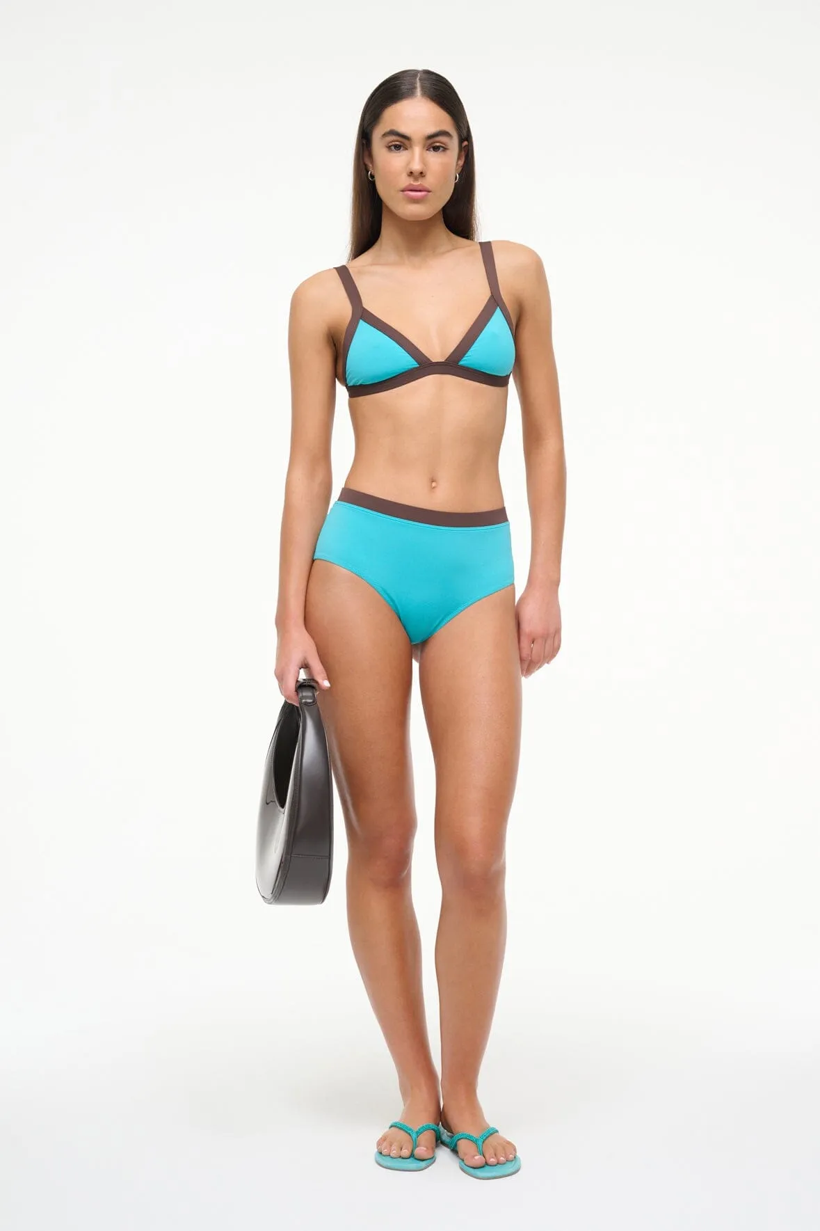 VENTURA BIKINI TOP | TEAL DARK CHOCOLATE sold by STAUD