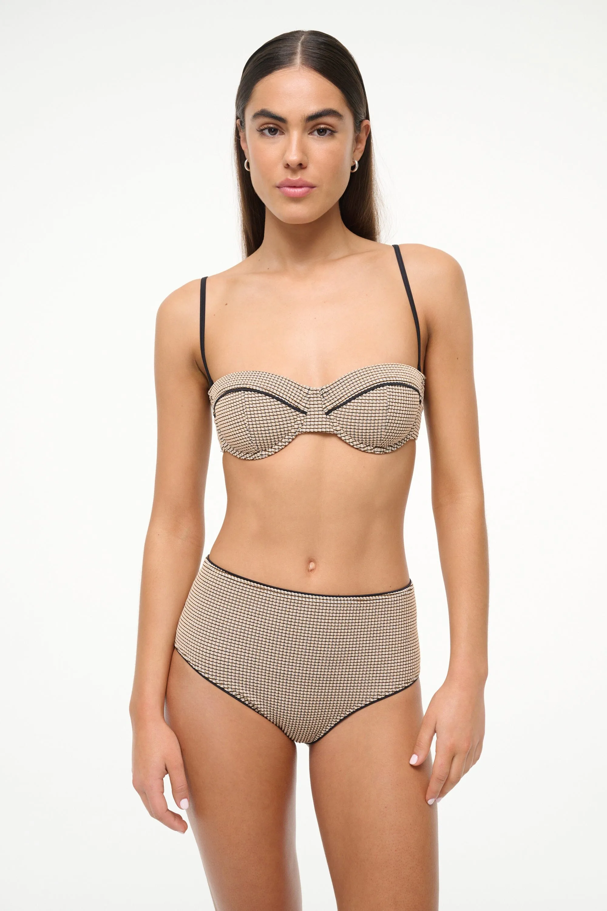 DEVON HIGH RISE BIKINI BOTTOM | NATURAL PIQUE sold by STAUD product image thumbnail 2