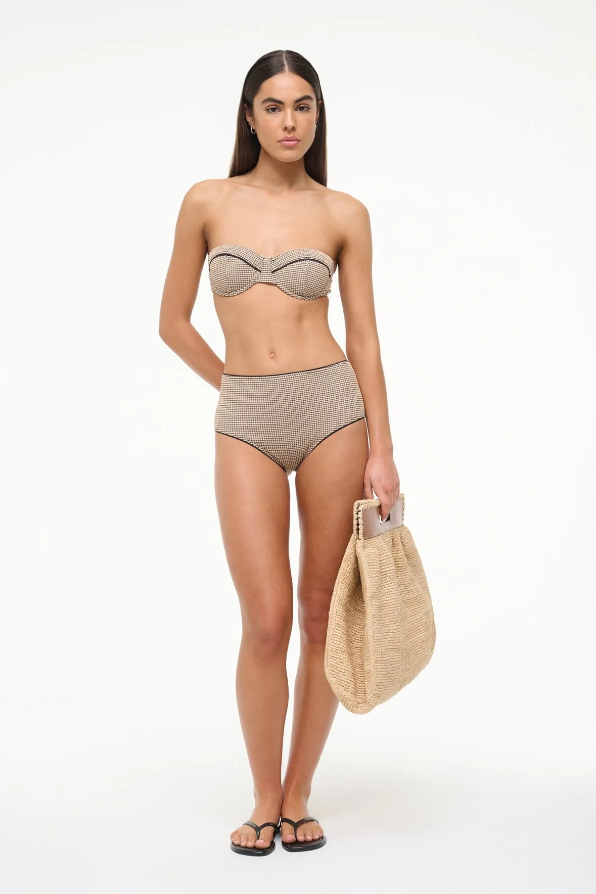 DEVON HIGH RISE BIKINI BOTTOM | NATURAL PIQUE sold by STAUD