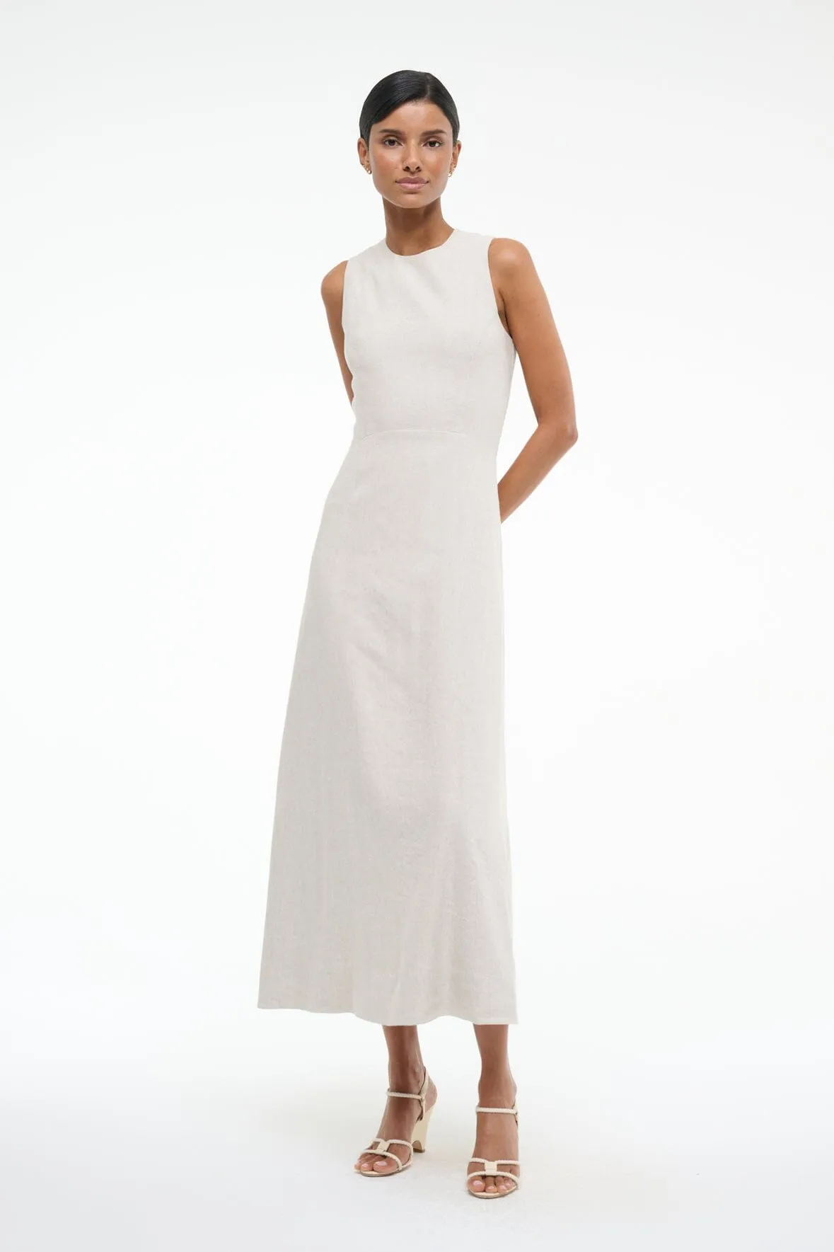 MARTINE LINEN DRESS | NATURAL sold by STAUD product image thumbnail 3