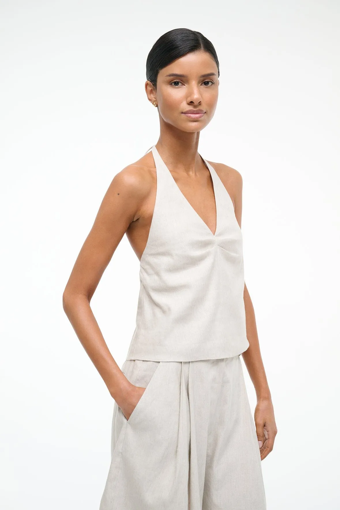 CORSO LINEN TOP | NATURAL sold by STAUD