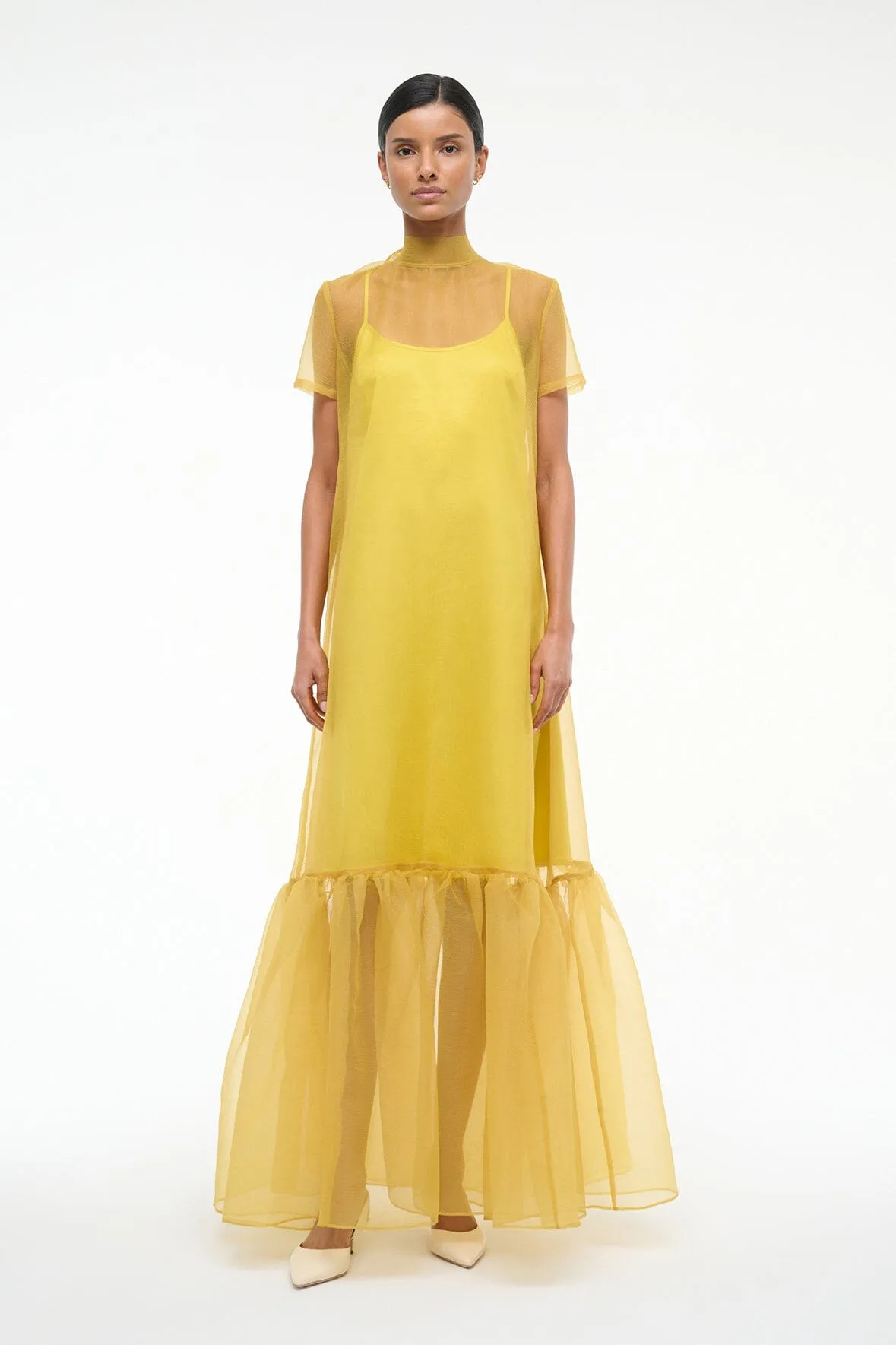 CALLUNA DRESS | CHARTREUSE sold by STAUD