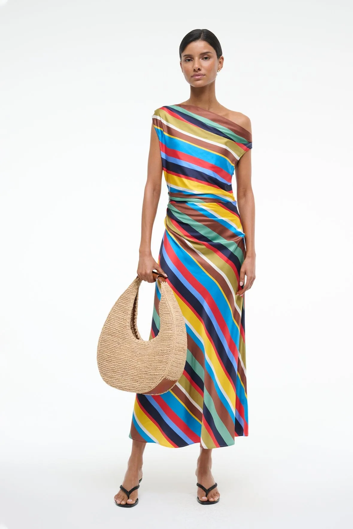 PHARE SILK DRESS | MARKET STRIPE sold by STAUD