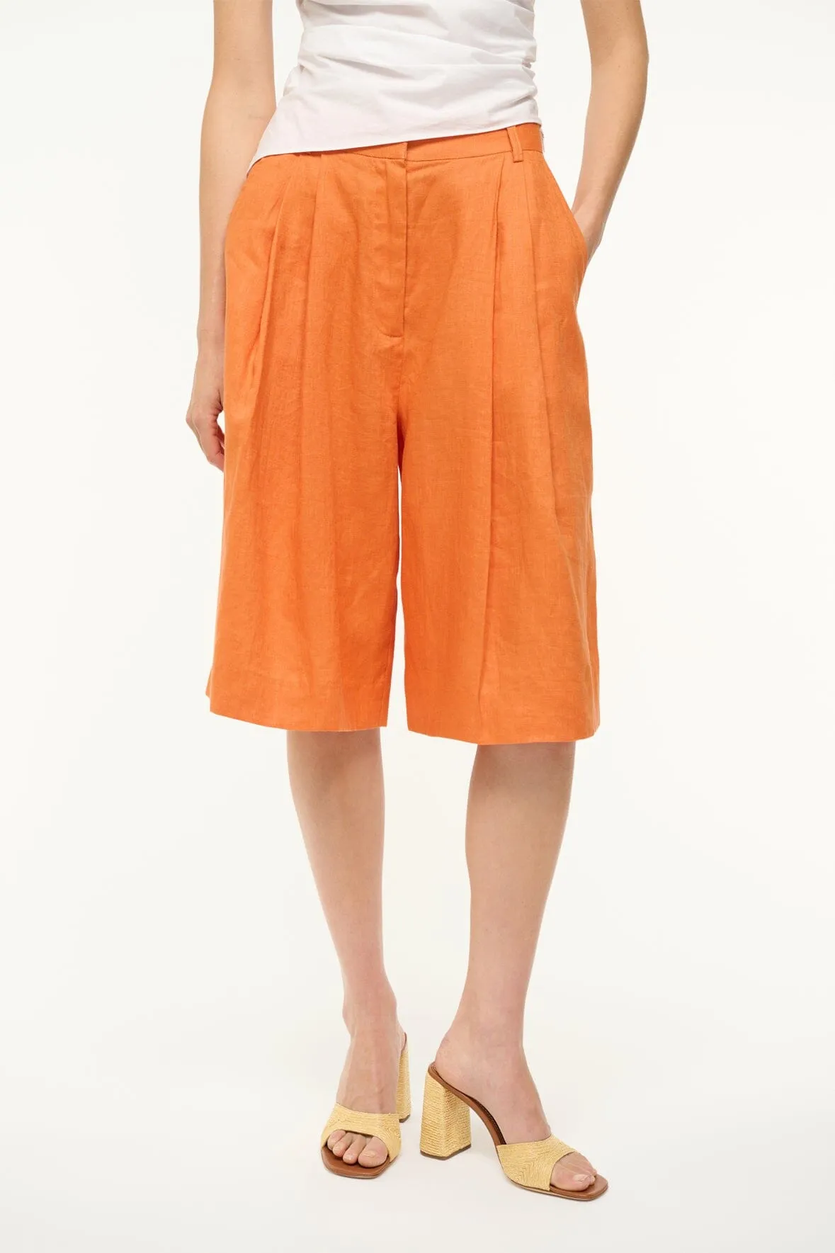 CRUZ BERMUDA LINEN SHORT | APRICOT sold by STAUD product image thumbnail 2