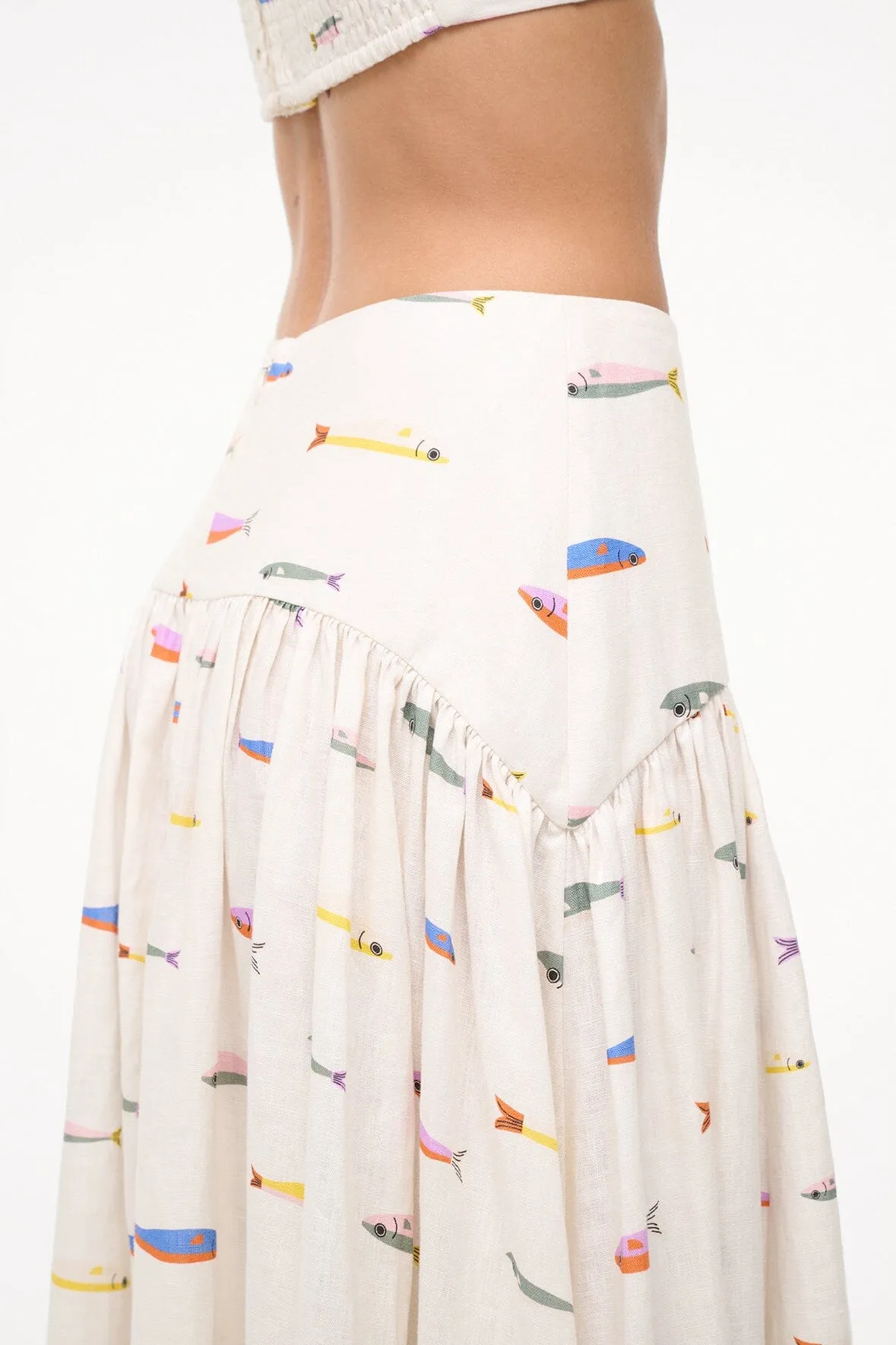 PROCIDA LINEN SKIRT | POP SARDINES IVORY sold by STAUD product image thumbnail 5