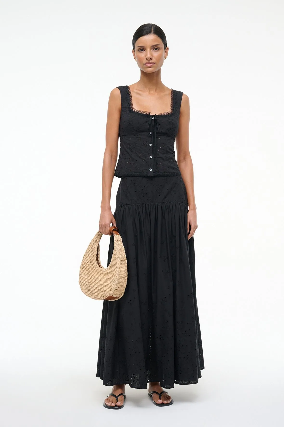 PROCIDA SKIRT | BLACK EYELET sold by STAUD