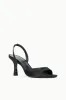 BRIGITTE HEEL | BLACK SATIN sold by STAUD