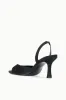 BRIGITTE HEEL | BLACK SATIN sold by STAUD