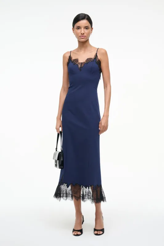 NADIA DRESS | NAVY sold by STAUD