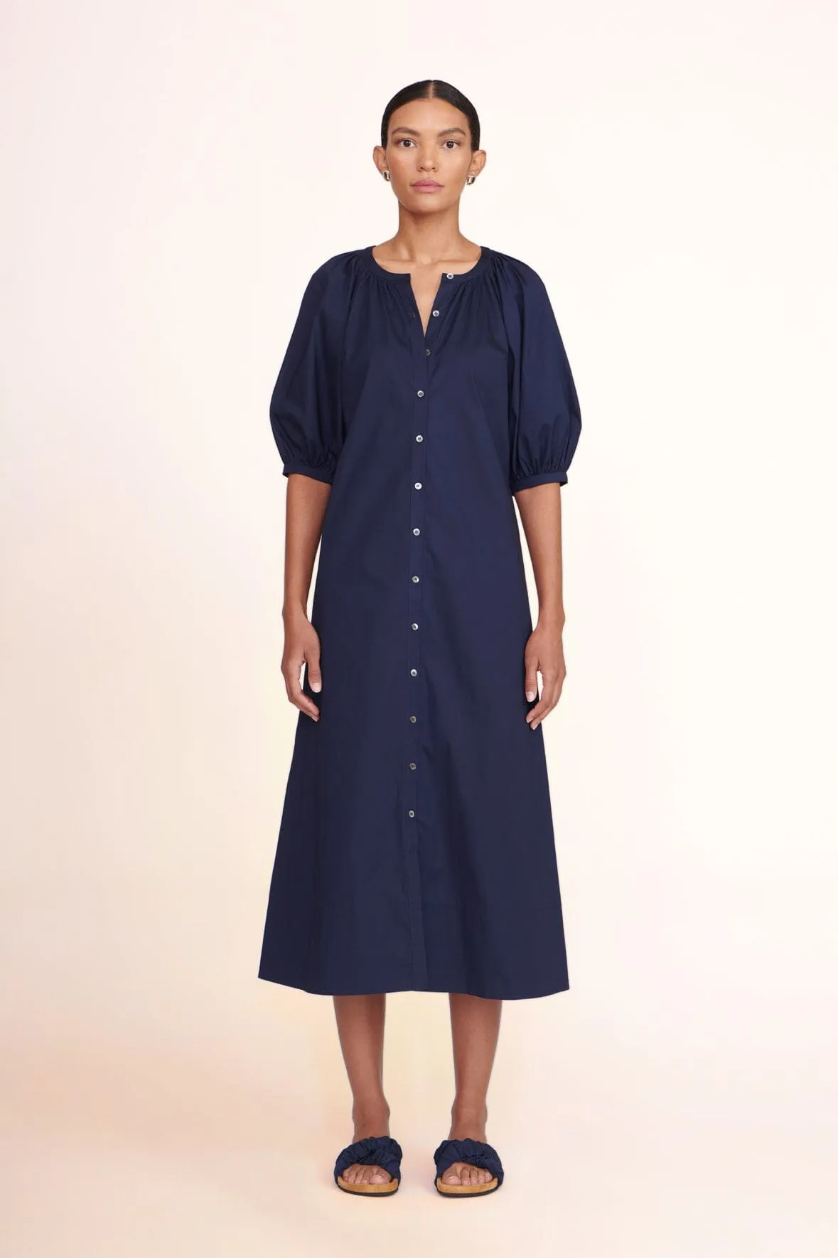 VINCENT DRESS | NAVY sold by STAUD
