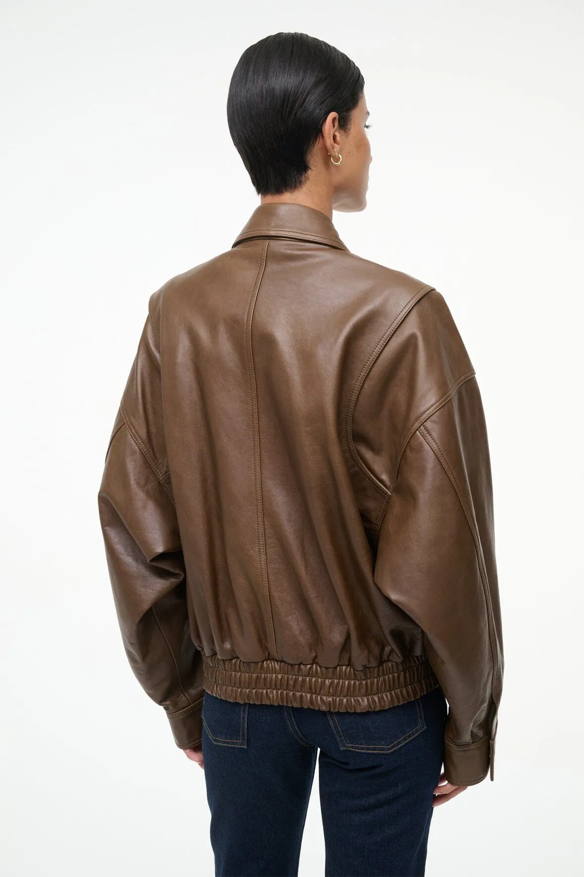 EUGENE LEATHER JACKET | TRUFFLE sold by STAUD product image thumbnail 4