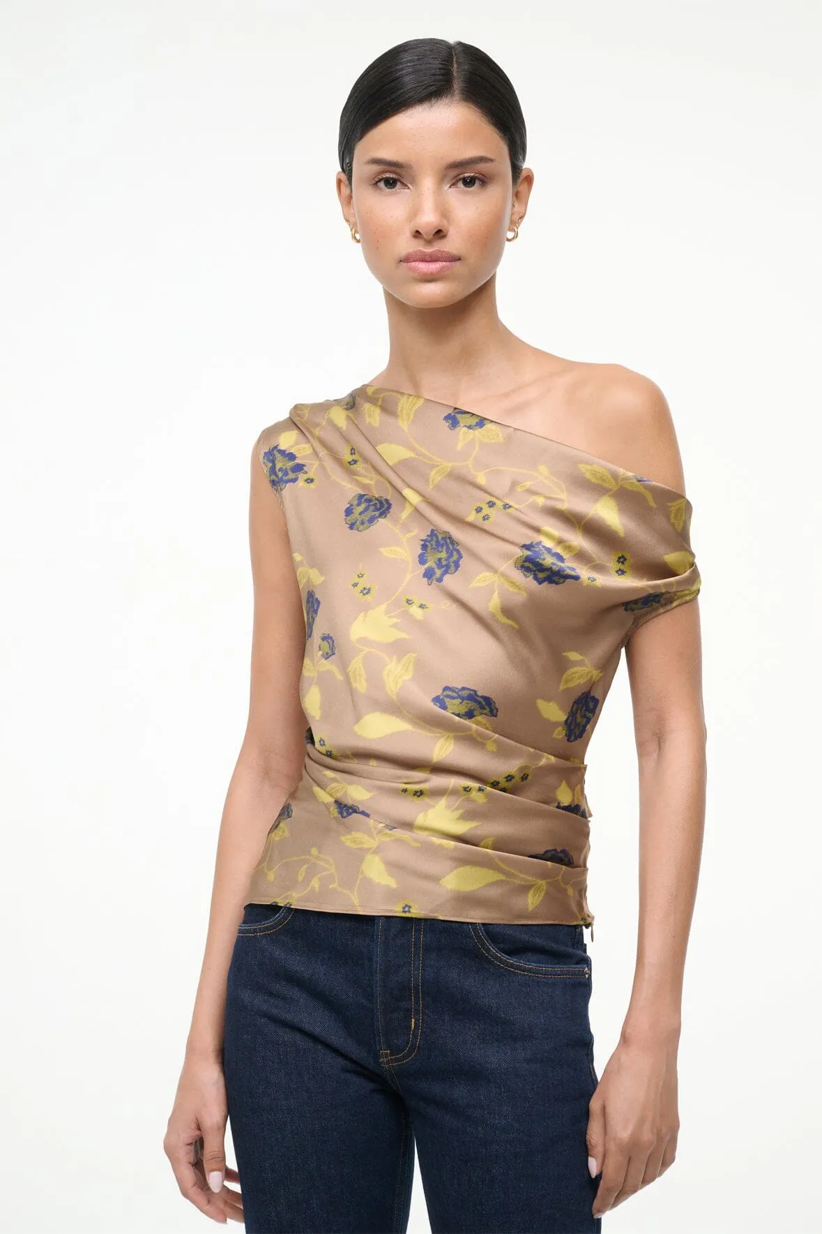 PHARE SILK TOP | VINTAGE FLORAL sold by STAUD