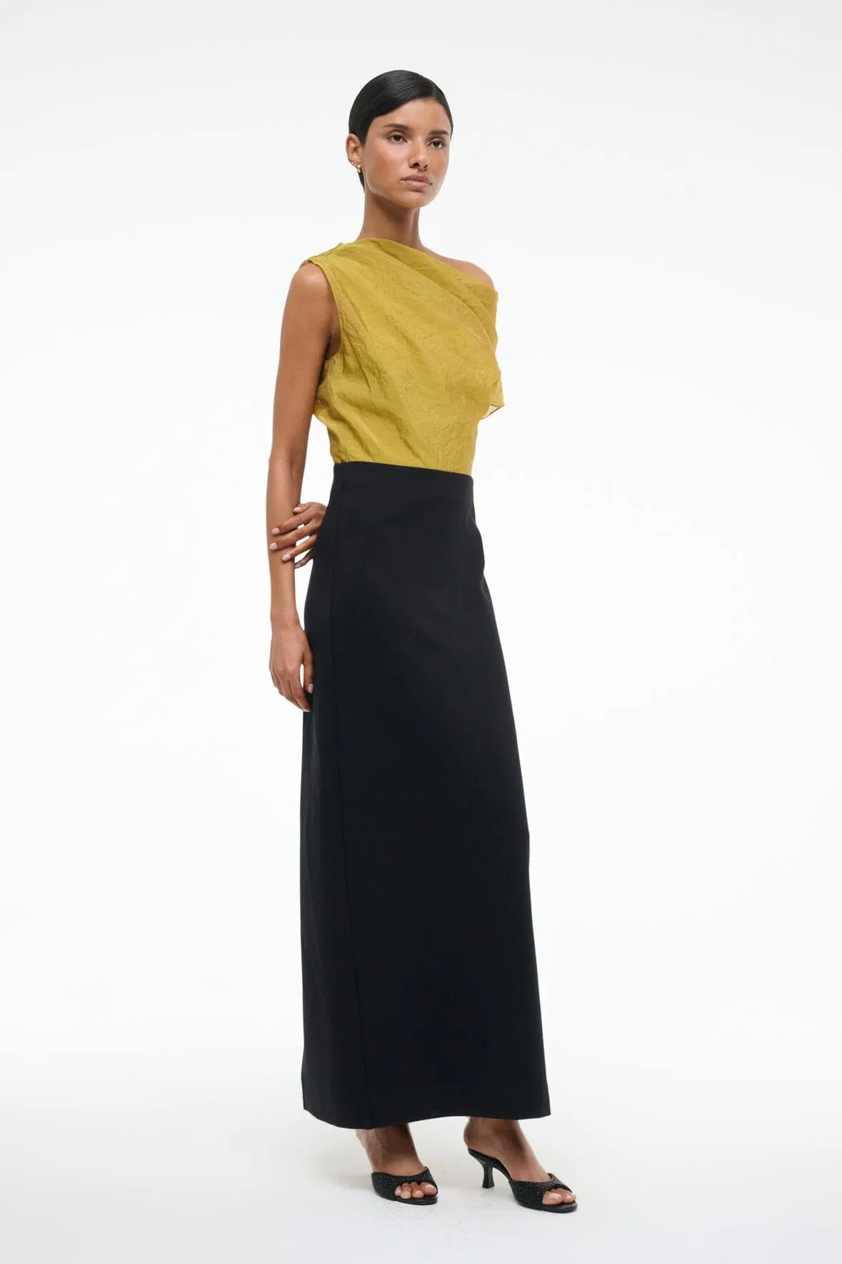 TOPAZ DRESS | CHARTREUSE BLACK sold by STAUD product image thumbnail 2