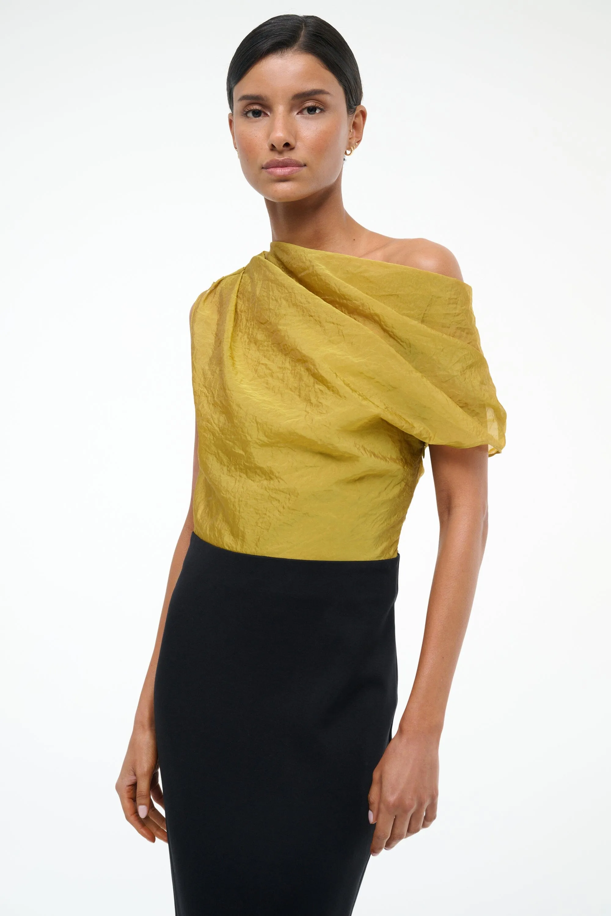 TOPAZ DRESS | CHARTREUSE BLACK sold by STAUD product image thumbnail 3