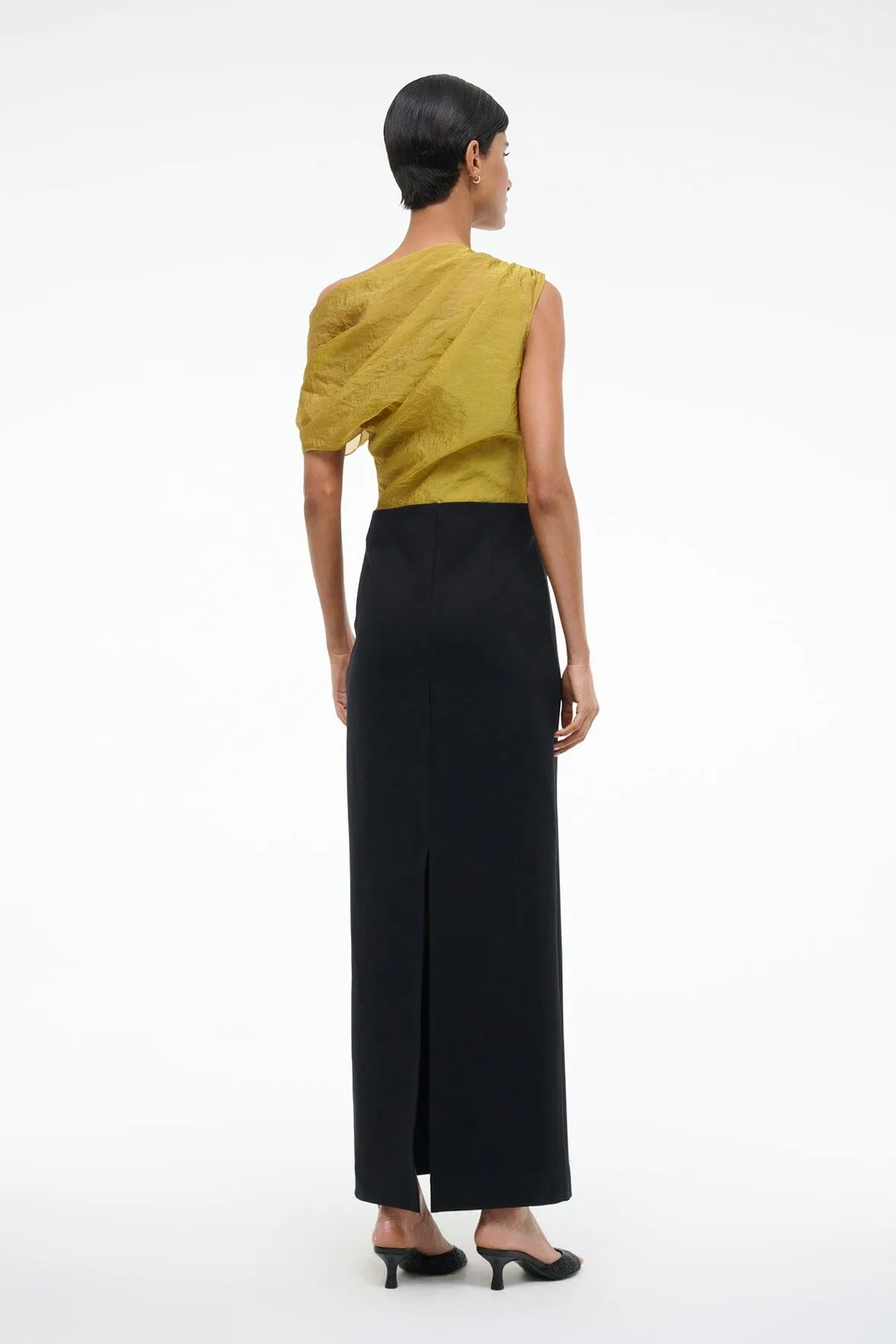 TOPAZ DRESS | CHARTREUSE BLACK sold by STAUD product image thumbnail 4
