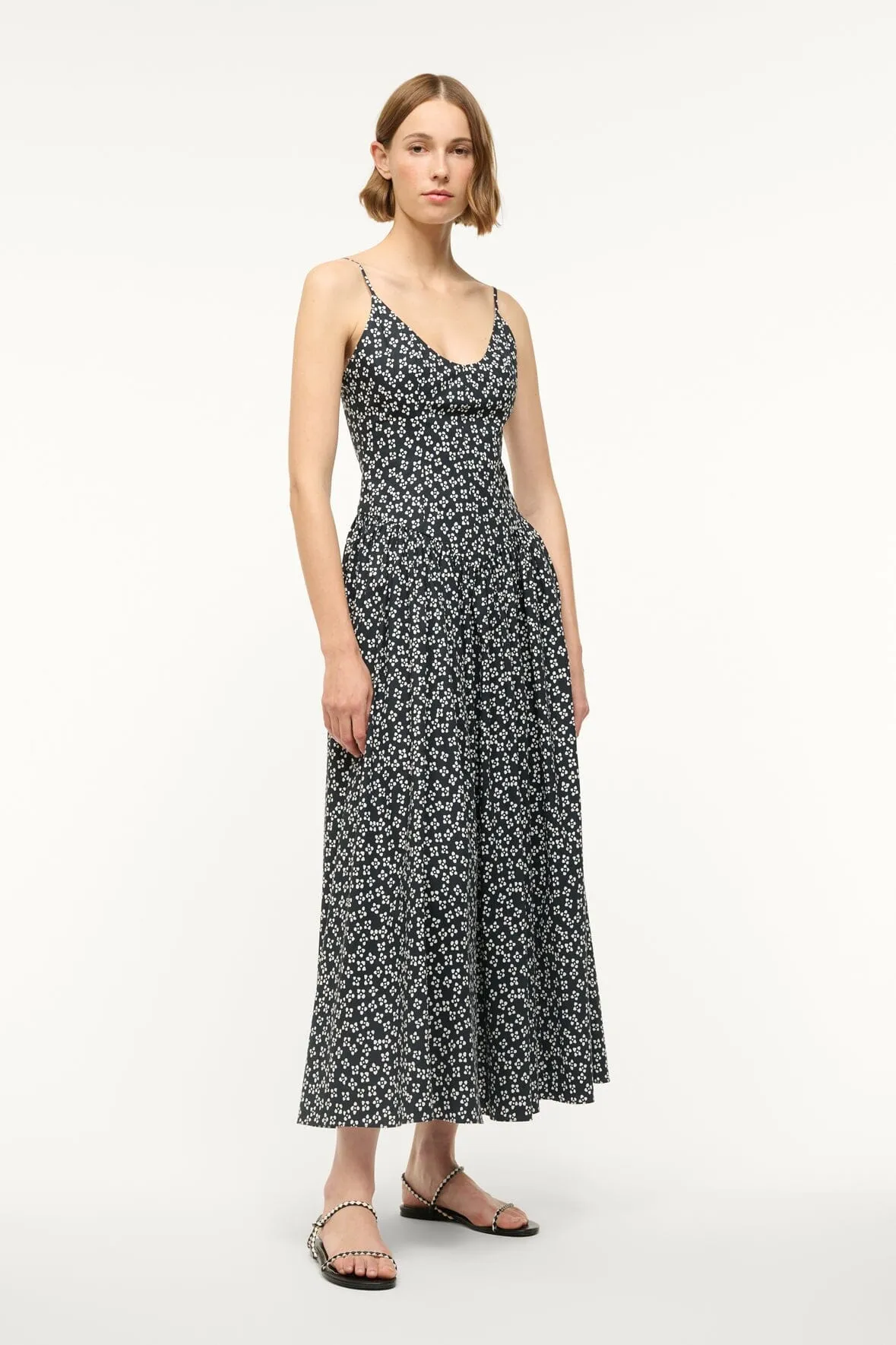 DENA DRESS | BLACK WOODBLOCK FLORAL sold by STAUD product image thumbnail 3