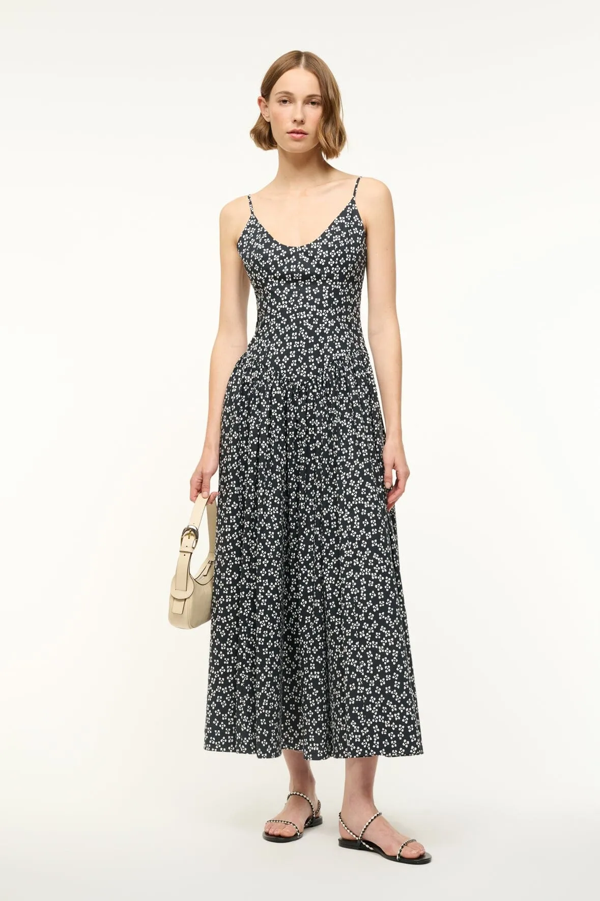 DENA DRESS | BLACK WOODBLOCK FLORAL sold by STAUD product image thumbnail 5