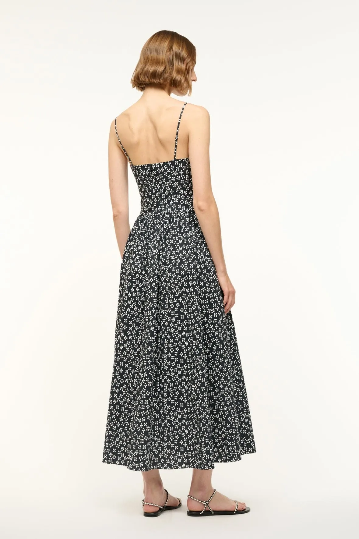 DENA DRESS | BLACK WOODBLOCK FLORAL sold by STAUD product image thumbnail 4