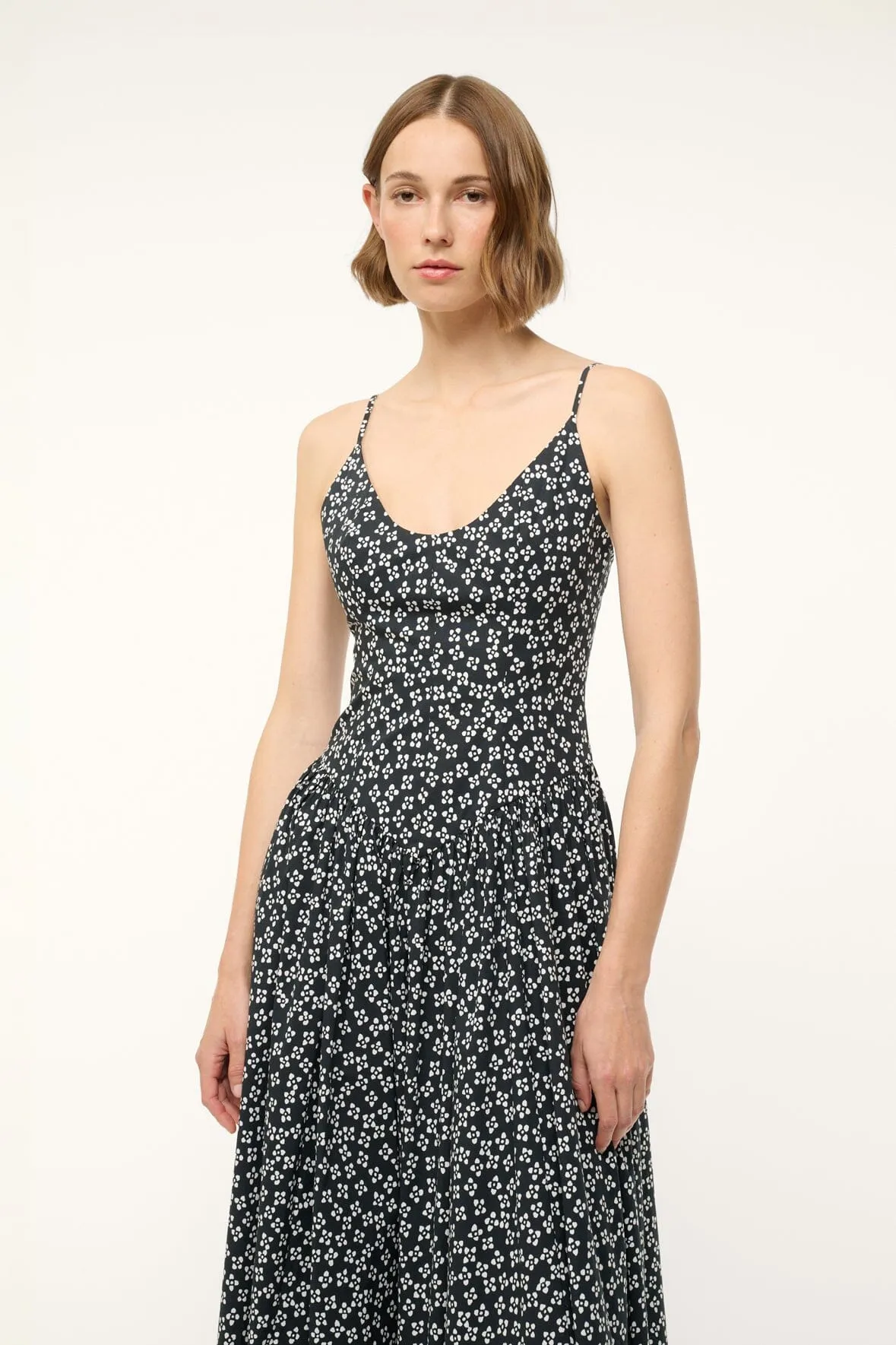 DENA DRESS | BLACK WOODBLOCK FLORAL sold by STAUD product image thumbnail 2
