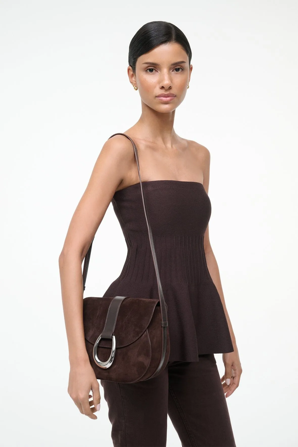 BELLA SADDLE BAG | ESPRESSO SUEDE sold by STAUD product image thumbnail 2