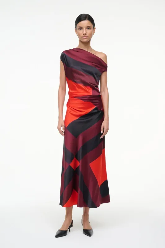 PHARE SILK DRESS | RUBY PRISM sold by STAUD
