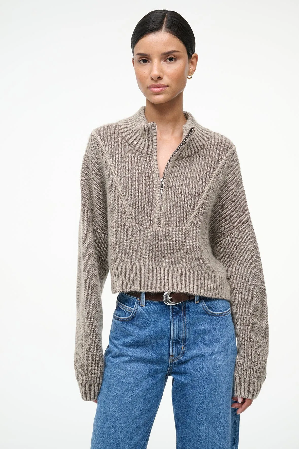 CROPPED HAMPTON SWEATER | BISQUE sold by STAUD