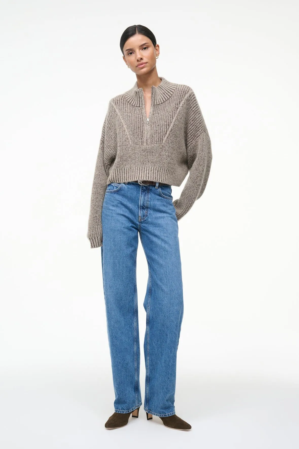 CROPPED HAMPTON SWEATER | BISQUE sold by STAUD product image thumbnail 4