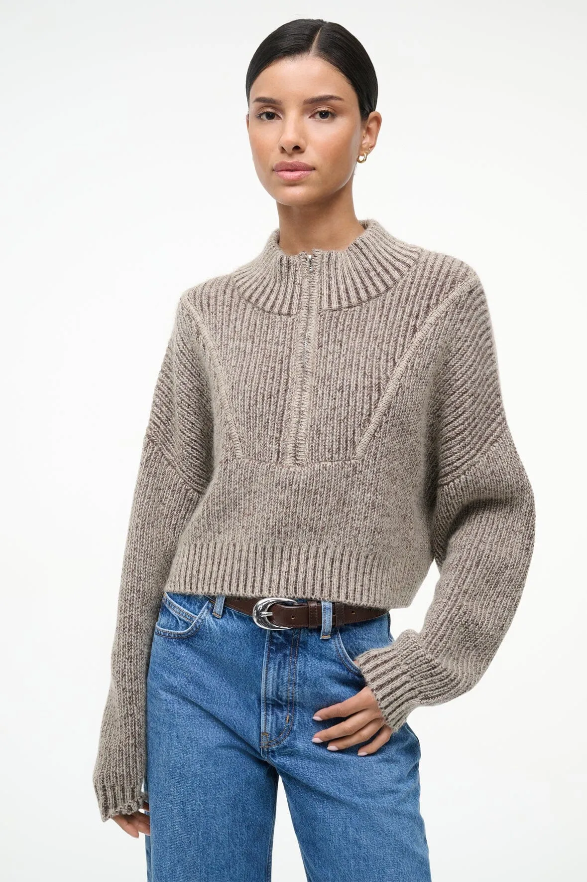 CROPPED HAMPTON SWEATER | BISQUE sold by STAUD product image thumbnail 5