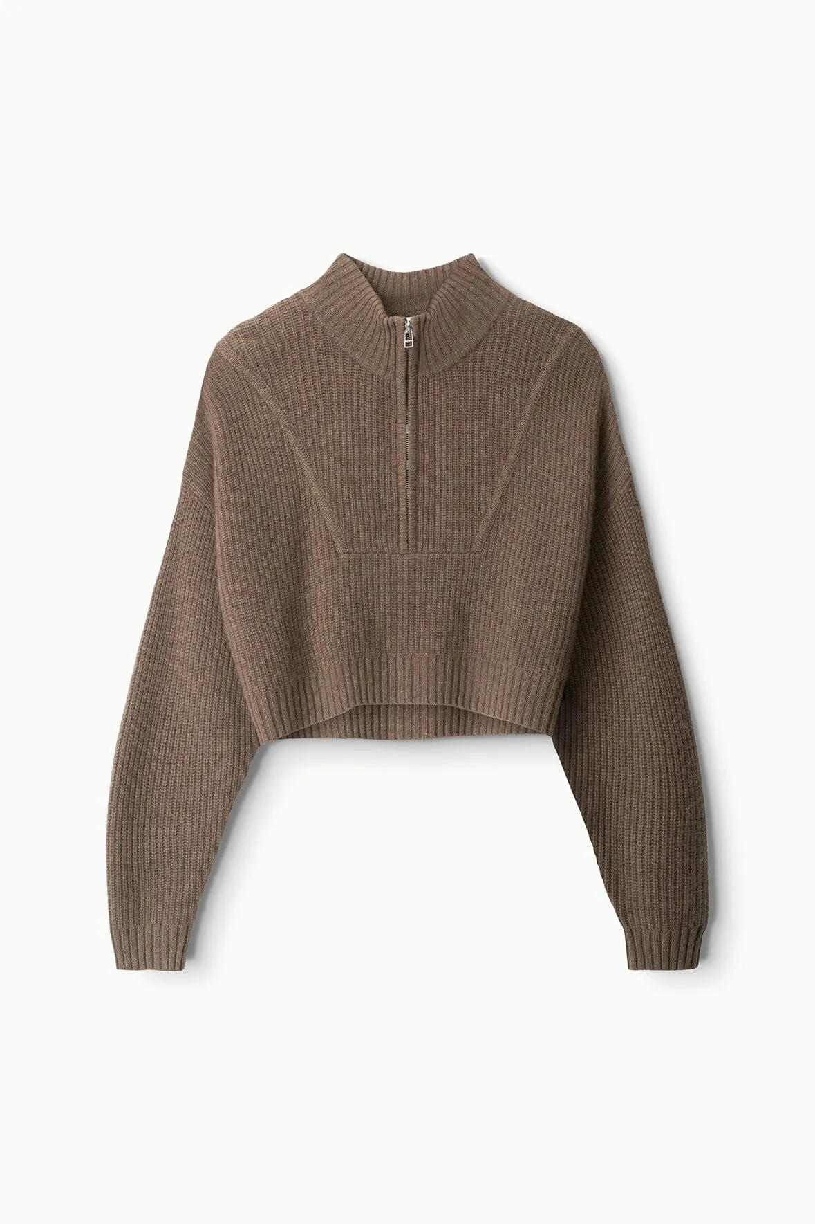 CASHMERE CROPPED HAMPTON SWEATER | TRUFFLE sold by STAUD product image thumbnail 4