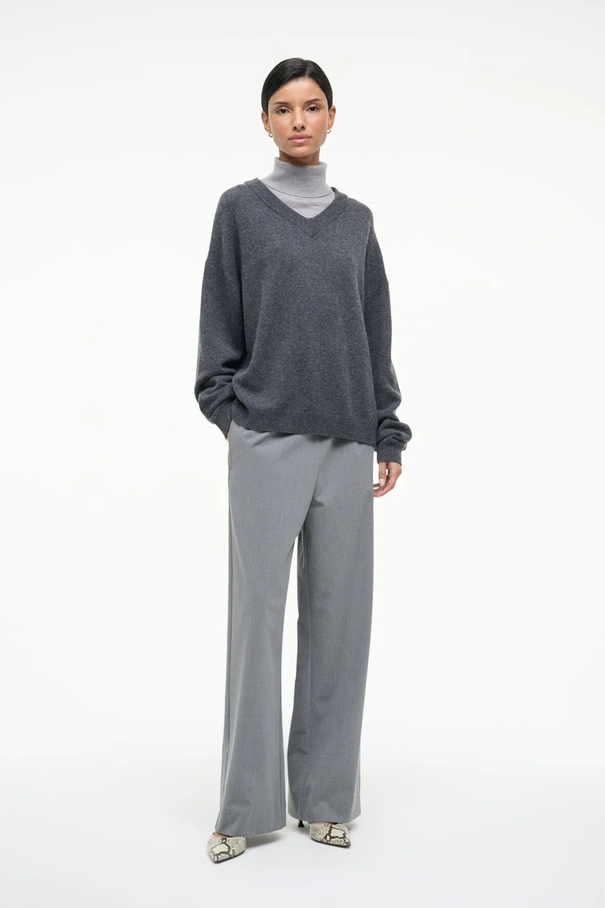 DORIS CASHMERE SWEATER | CHARCOAL sold by STAUD