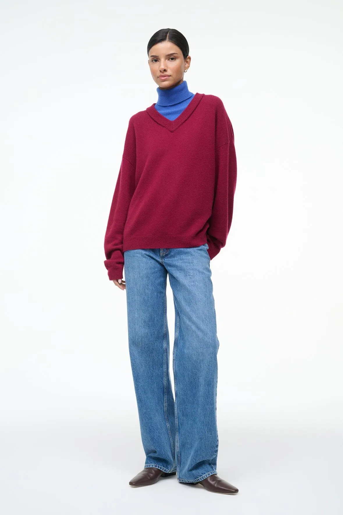 DORIS CASHMERE SWEATER | CRIMSON SAPPHIRE sold by STAUD product image thumbnail 2