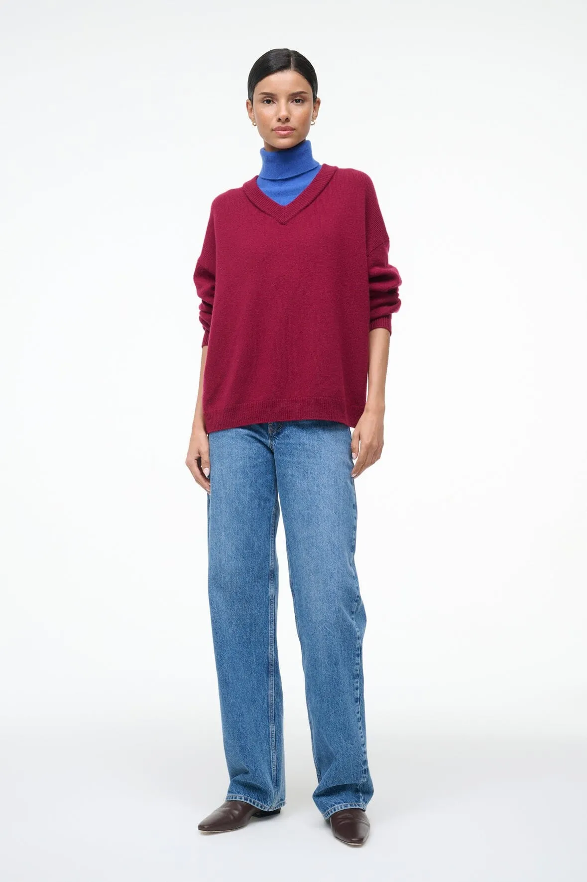 DORIS CASHMERE SWEATER | CRIMSON SAPPHIRE sold by STAUD product image thumbnail 4