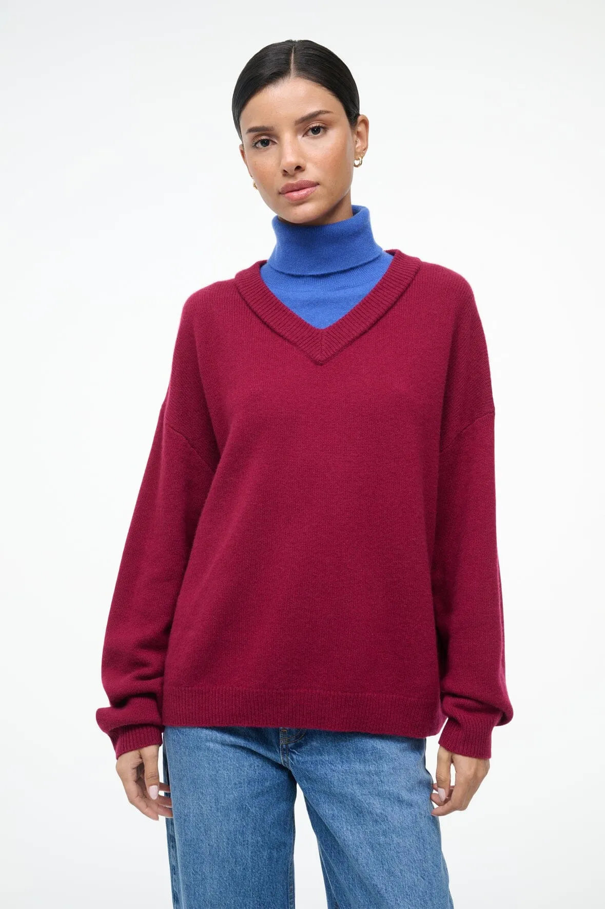 DORIS CASHMERE SWEATER | CRIMSON SAPPHIRE sold by STAUD