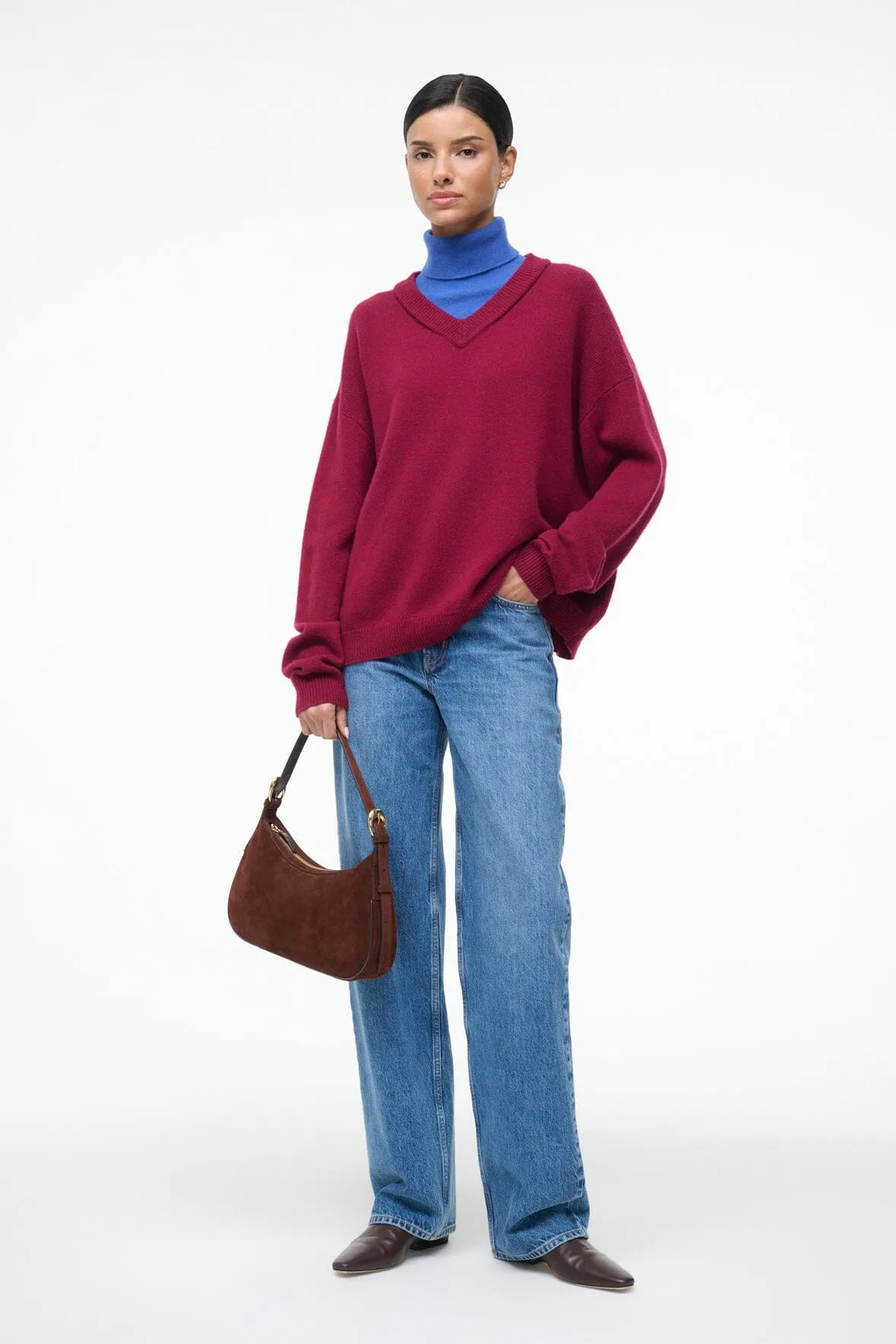 DORIS CASHMERE SWEATER | CRIMSON SAPPHIRE sold by STAUD product image thumbnail 5