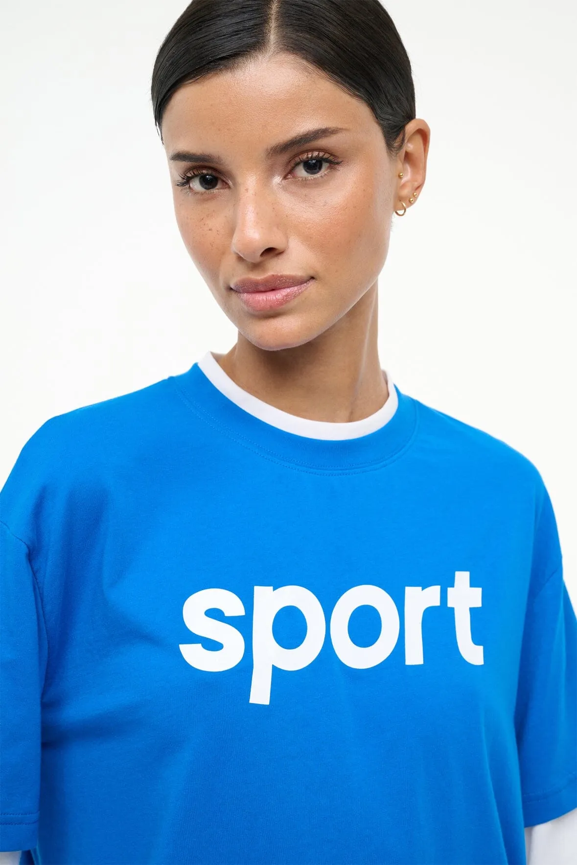 JUNIOR LONG SLEEVE TEE | VARSITY BLUE WHITE sold by STAUD product image thumbnail 4