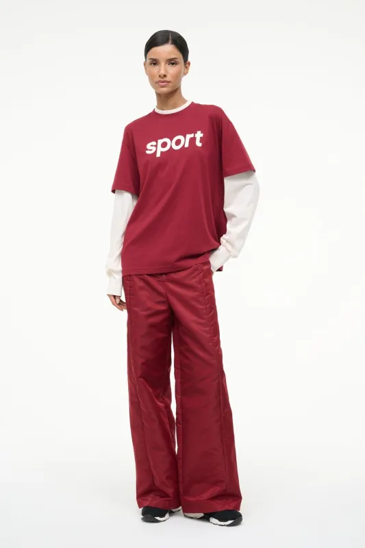 JUNIOR LONG SLEEVE TEE | IVORY DEEP RED sold by STAUD
