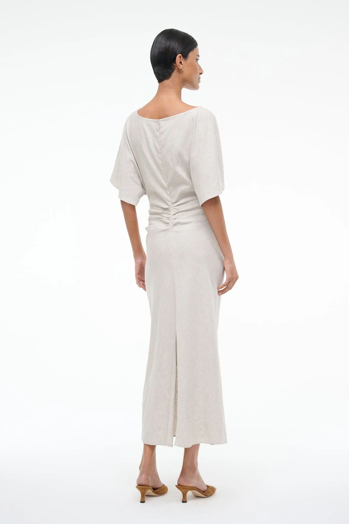 AMELIE LINEN MIDI DRESS | NATURAL sold by STAUD product image thumbnail 5