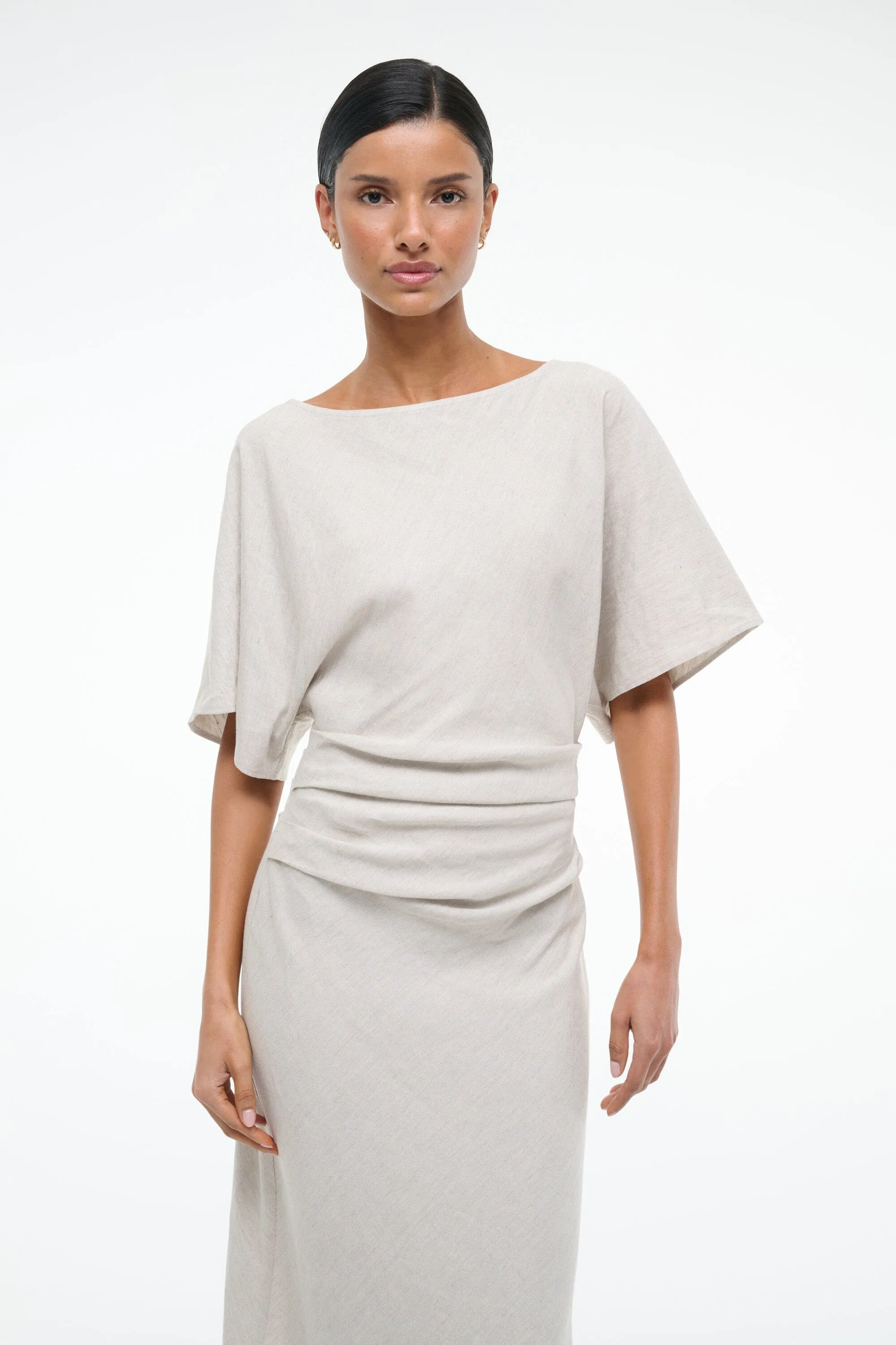 AMELIE LINEN MIDI DRESS | NATURAL sold by STAUD product image thumbnail 4