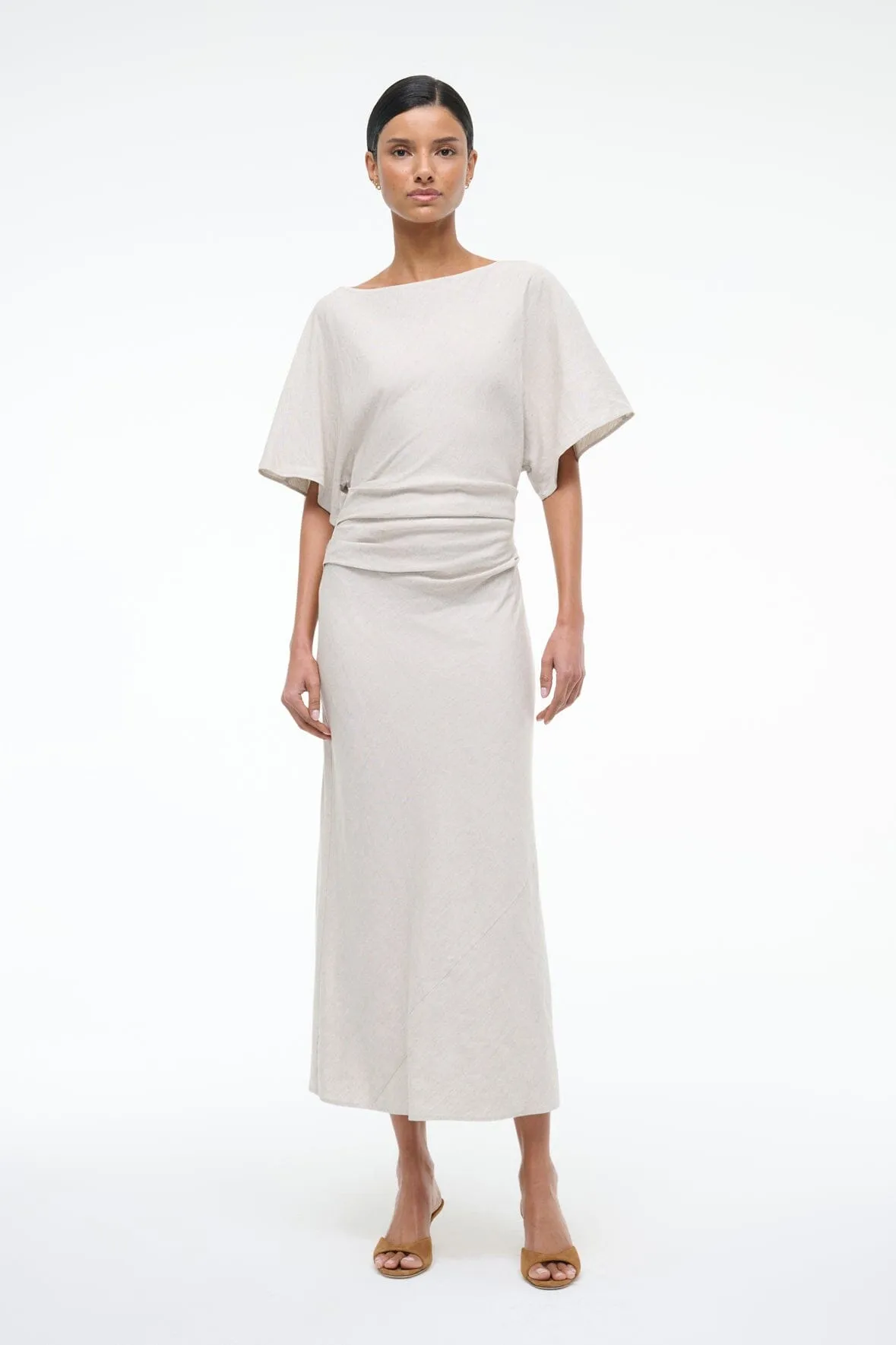 AMELIE LINEN MIDI DRESS | NATURAL sold by STAUD product image thumbnail 3