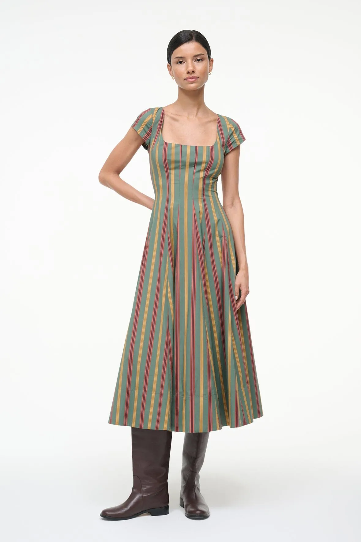 SHORT SLEEVE WELLS DRESS | TRAILBLAZER STRIPE sold by STAUD