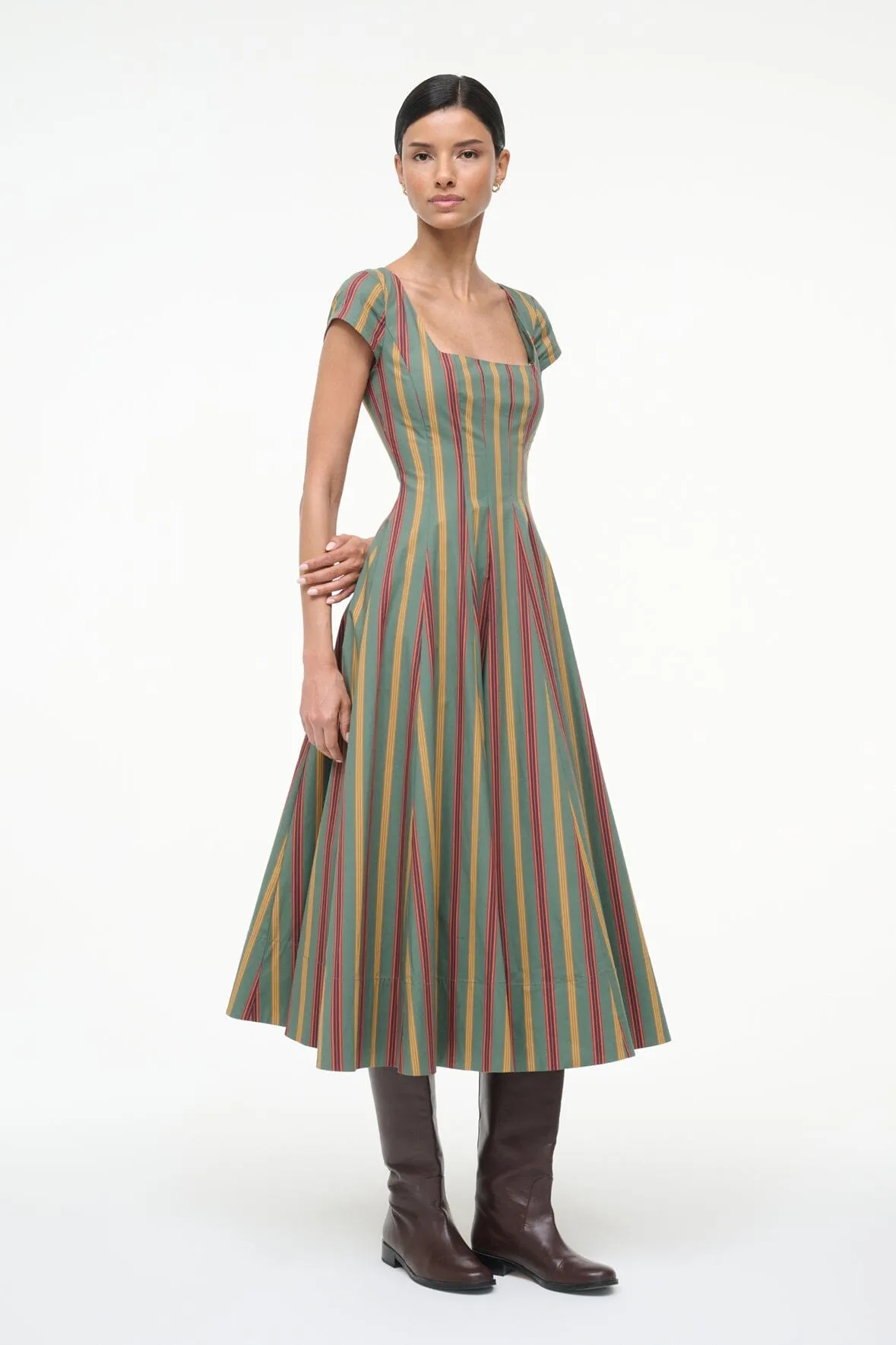SHORT SLEEVE WELLS DRESS | TRAILBLAZER STRIPE sold by STAUD product image thumbnail 3