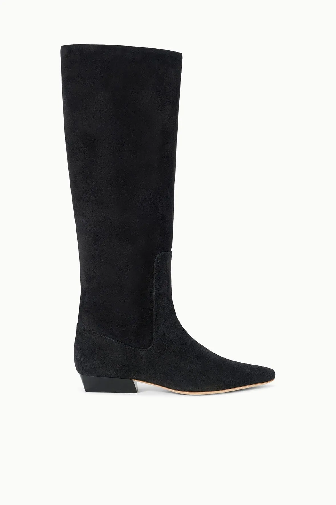 WALLY FLAT BOOT | BLACK SUEDE sold by STAUD