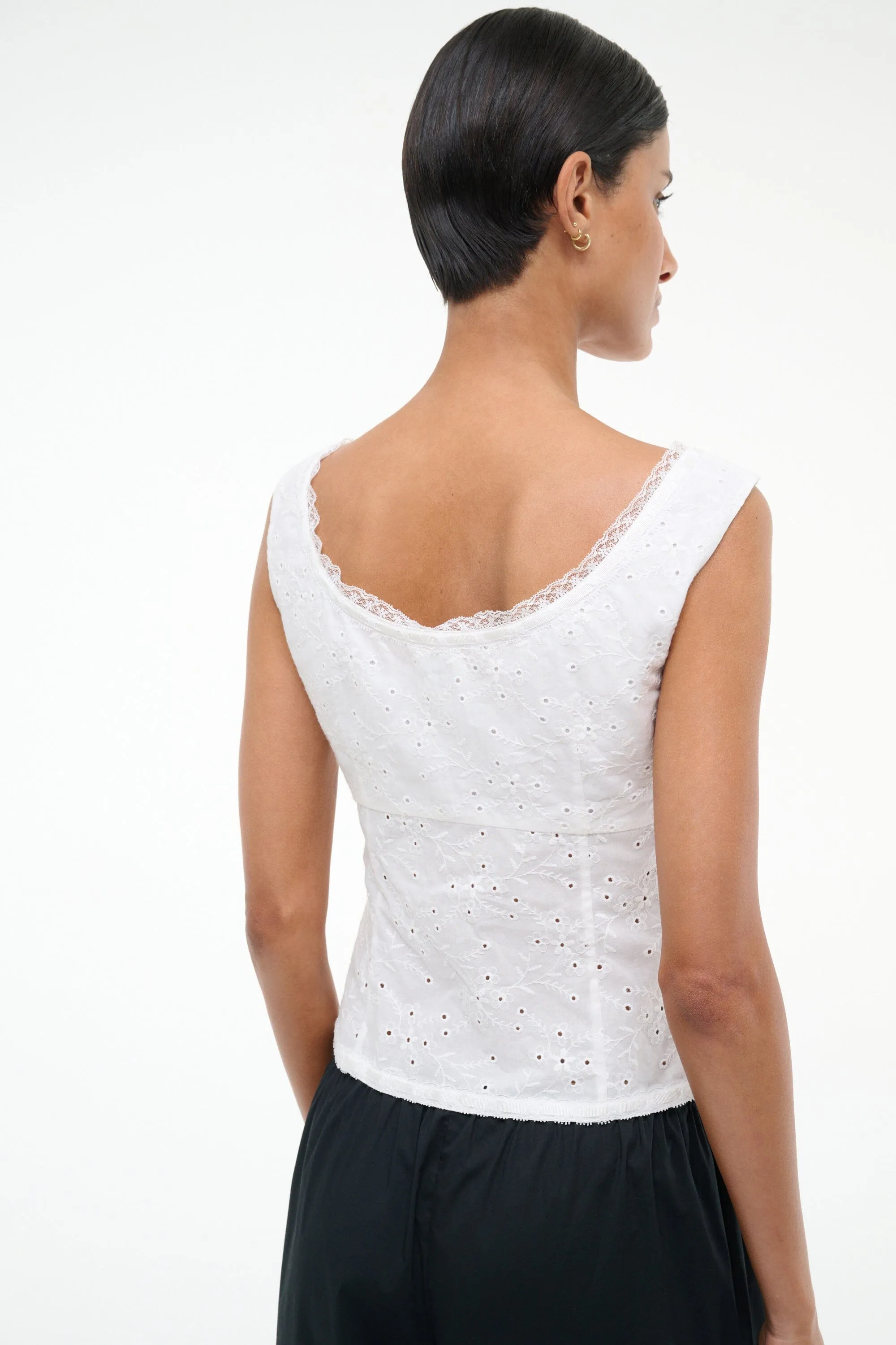 LOU TOP | WHITE EYELET sold by STAUD product image thumbnail 3
