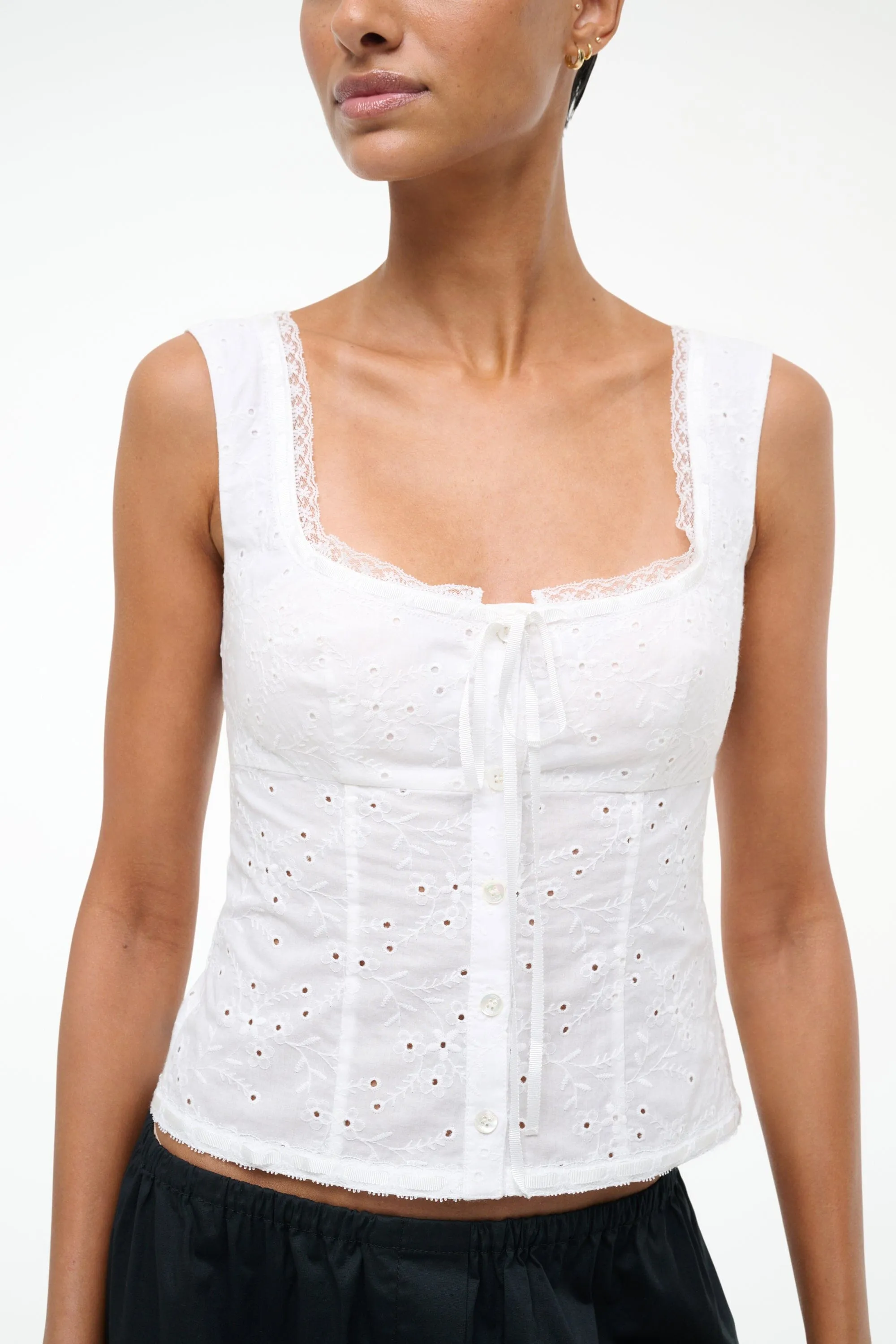 LOU TOP | WHITE EYELET sold by STAUD product image thumbnail 4