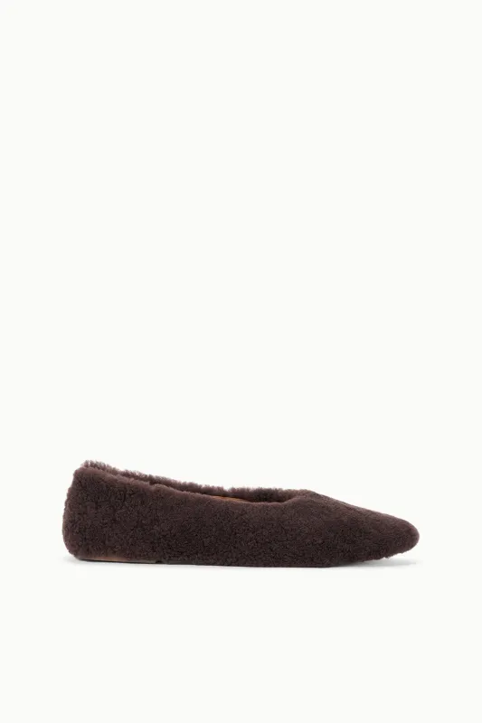 ALBA BALLET FLAT | ESPRESSO SHEARLING sold by STAUD