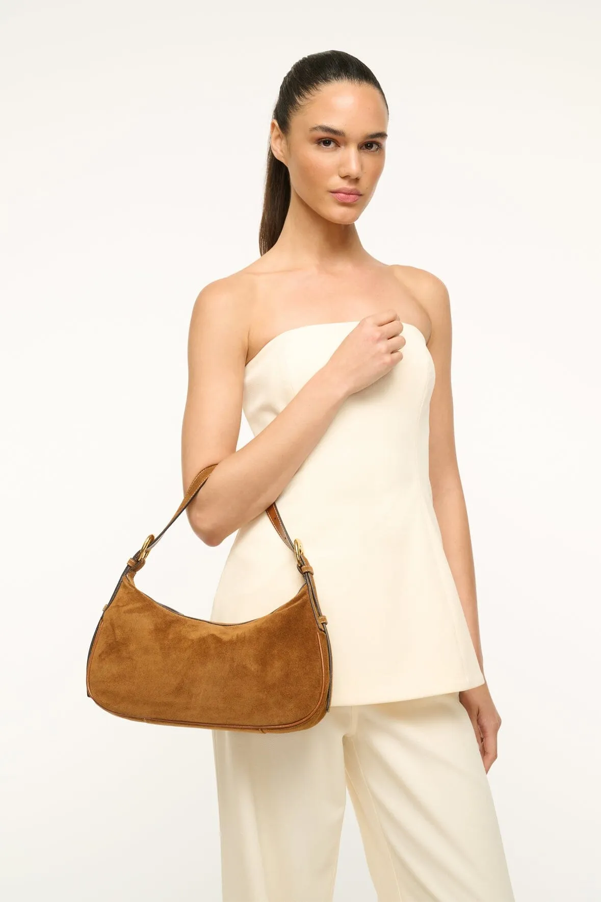 PINE SHOULDER BAG | TAN SUEDE sold by STAUD product image thumbnail 4