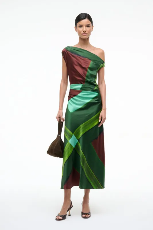 PHARE SILK DRESS | EMERALD PRISM sold by STAUD