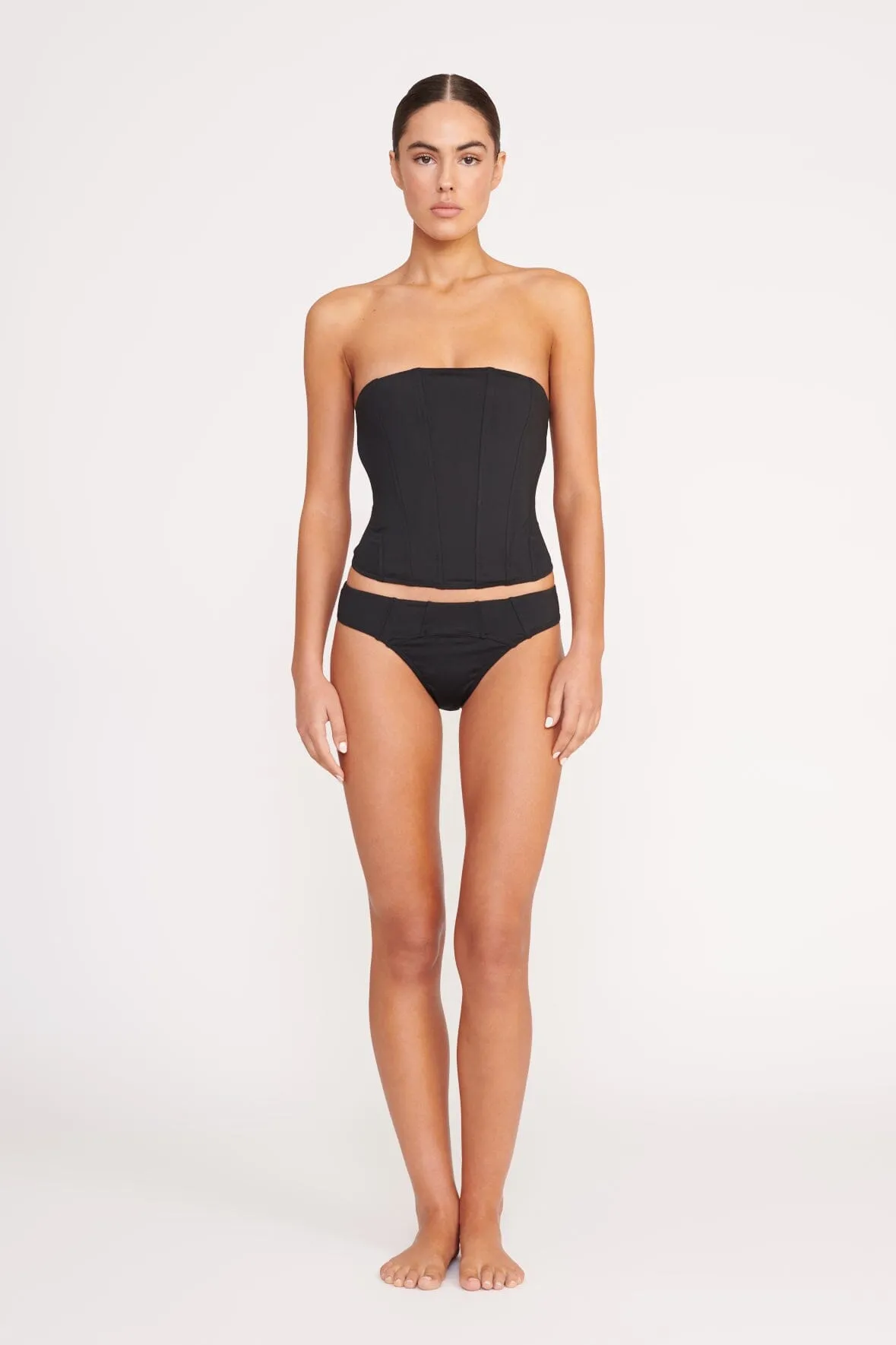 CORSAGE BIKINI BOTTOM | BLACK sold by STAUD