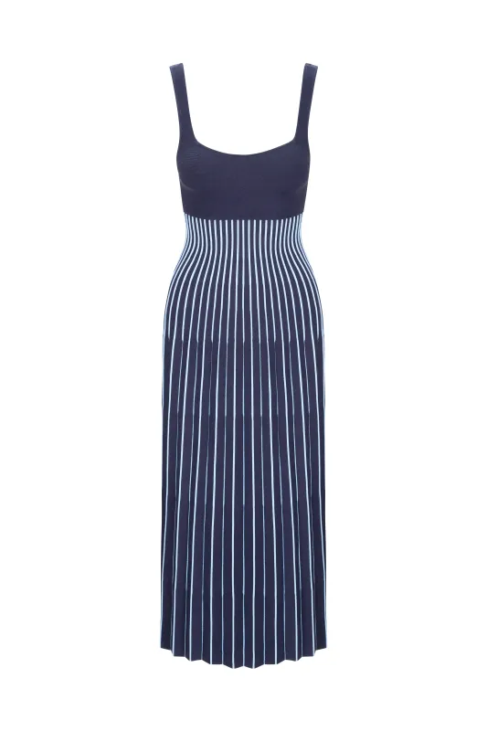 ELLISON DRESS | NAVY CLEAR BLUE made by STAUD