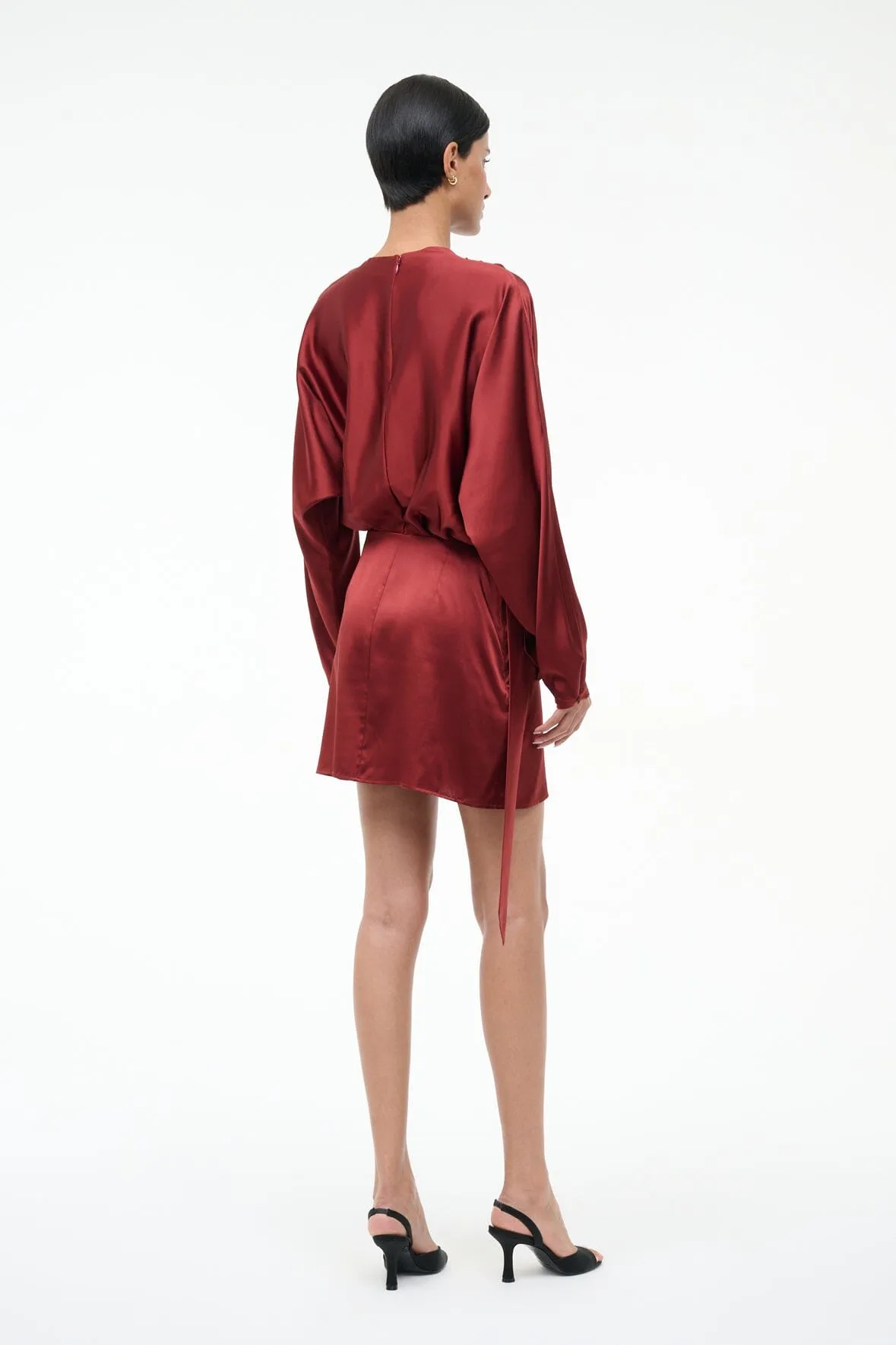 PHOEBE SILK MINI DRESS | SANGRIA sold by STAUD product image thumbnail 3